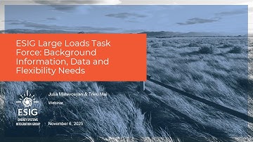 Webinar: ESIG Large Loads Task Force: Background Information, Data and Flexibility Needs