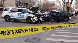 Police Vehicle Crash near NYPD 28 Precinct in Harlem - NYC