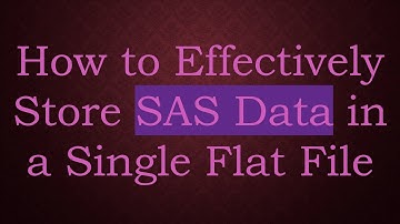 How to Effectively Store SAS Data in a Single Flat File