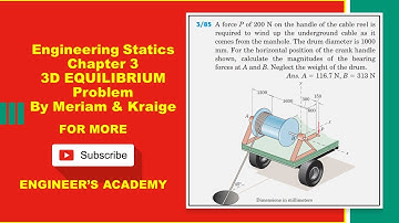 Engineering Statics | P3/85 | 3D Equilibrium | Chapter 3 | 6th ed | Engineers Academy