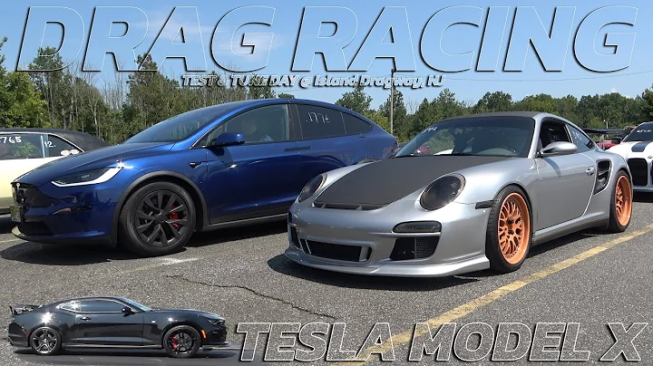 Tesla Model X vs Porsche 911 Turbo, BMW M8 & Camaro Drag Racing @ Island dragway