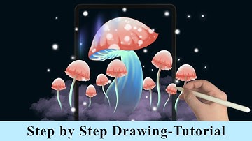 Mushrooms iPad Procreate Drawing - Step by Step Drawing Tutorial
