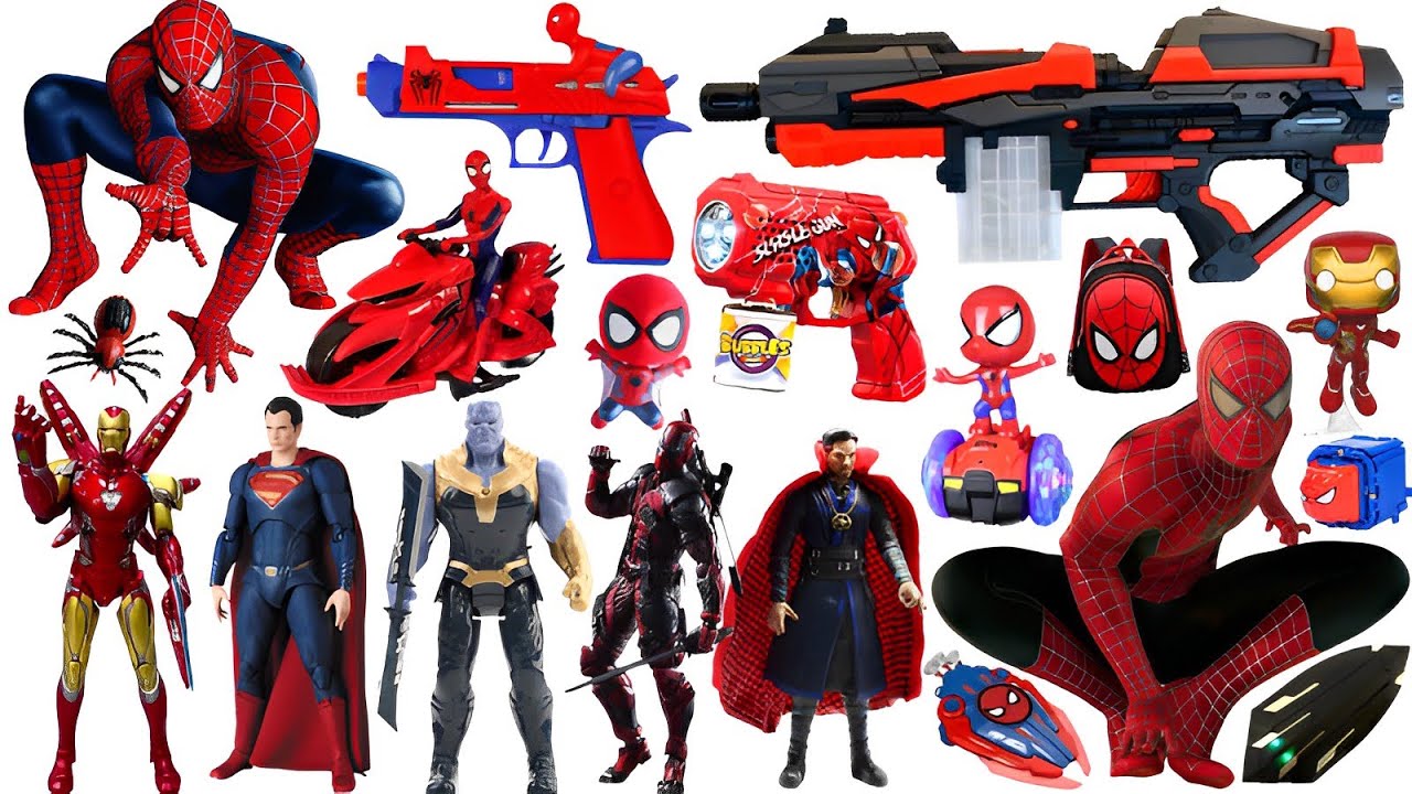 Marvel Spider-Man series unbox, popular Spider-Man action dolls, Marvel popular electric toy guns