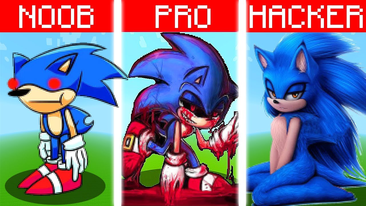 NOOB VS PRO VS HACKER Minecraft Pixel Art SONIC Compilation