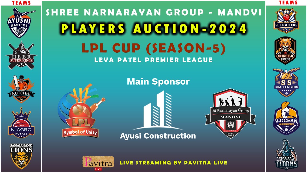 🔴Live LPL Cup 2024 Player Auction Shree Narnarayan Group Mandvi