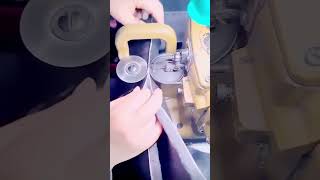 The process of stitching two pieces of leather together