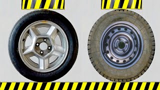 HYDRAULIC PRESS VS WHEEL WITH ALUMINUM AND STEEL DISC @hydraulicpress