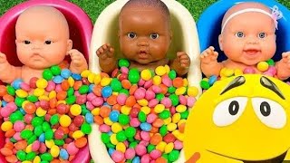 3 Minutes Satsfying Magic Bath Tub Mixing Rainbow Candy Cute Baby