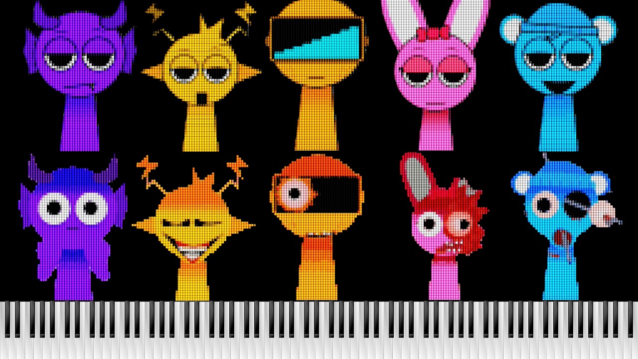 Sprunki Retake Mod: Full Transformation (Normal to Horror) 😱 Piano Animation #piano #sprunki #music