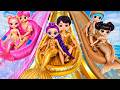 K-POP Demon Hunter: CARDBOARD Family VS FLUFFY Family VS GOLD Family Challenge! Best DIYs for Dolls!
