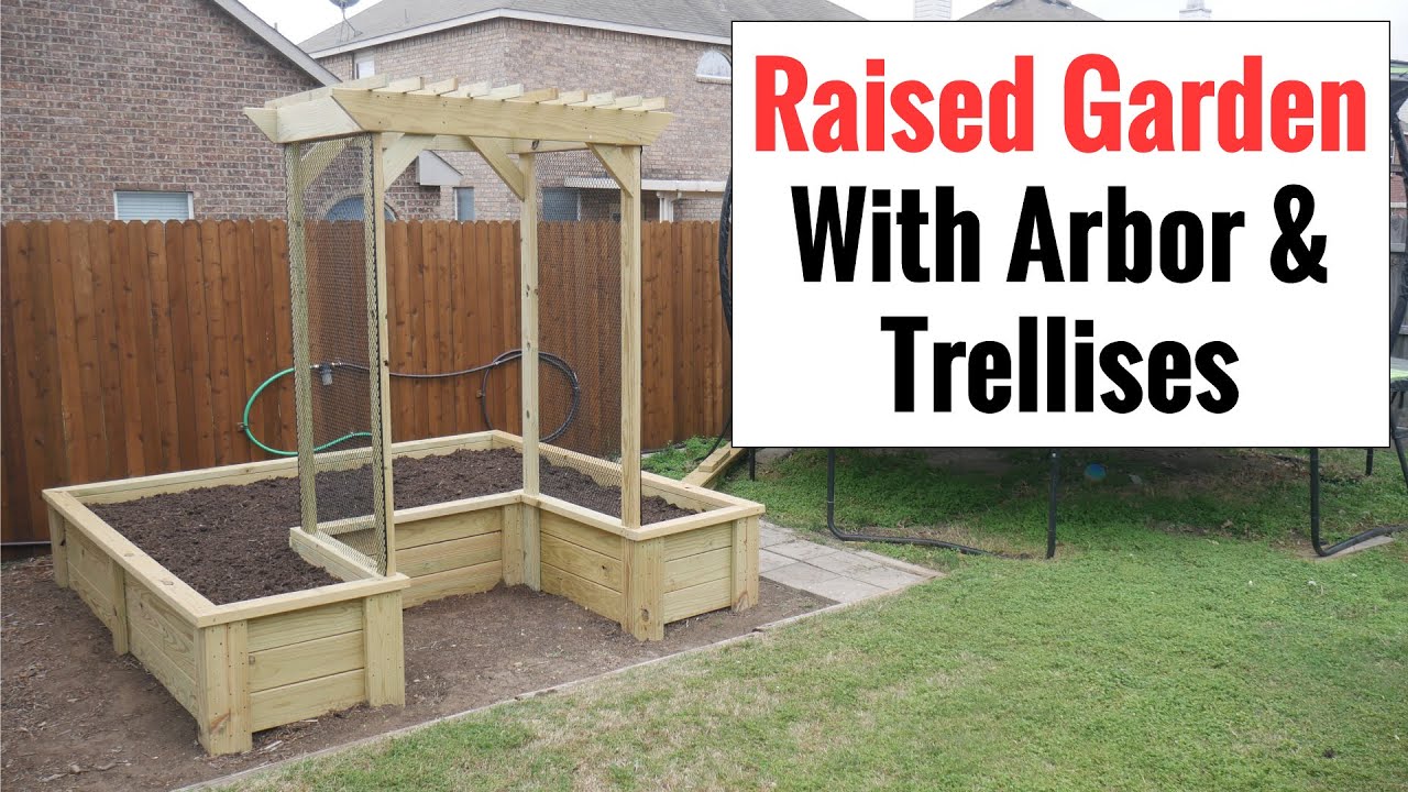 Raised Garden Bed With Arbor And Trellises Beautiful, Durable, and