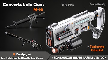 Introduction Of convertable Guns 3 M-16 #teaser #gameassets #gun #weapons