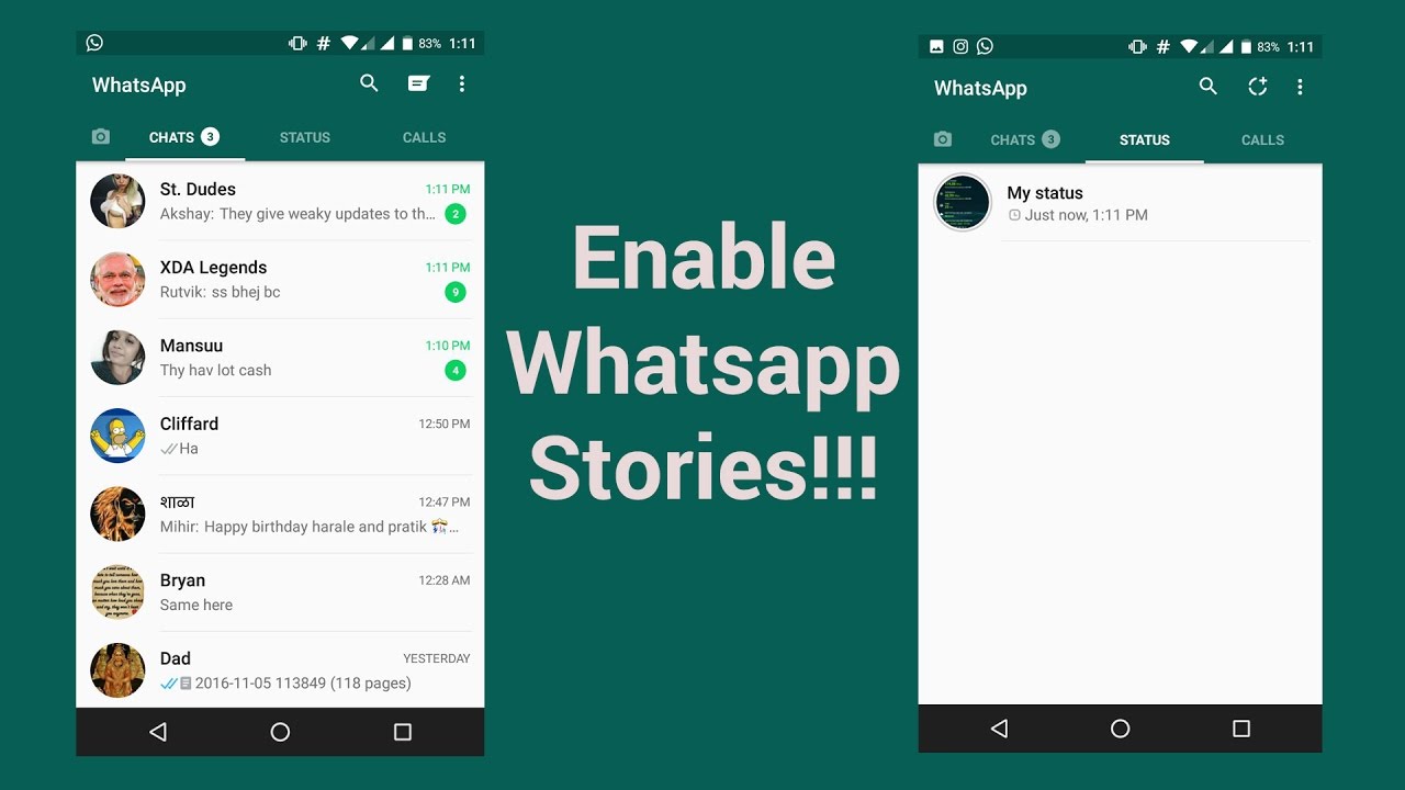 ENABLE WHATSAPP STORIES!!! ( COMPETITION TO SNAPCHAT AND ...