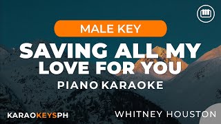Saving All My Love For You - Whitney Houston (Male Key - Piano Karaoke)