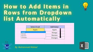 How To Add Items In Rows From Dropdown List Automatically-Vba