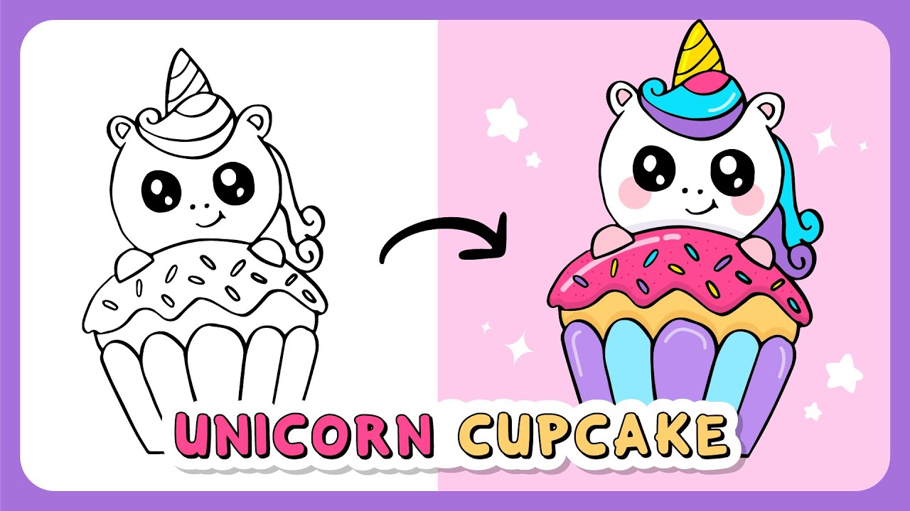 How to draw unicorn with cupcake 🦄🧁 | Easy to Draw Step by Step - YouTube