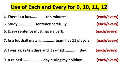English Grammar for 9, 10, 11, 12| | Each and Every | Determiner Exercise