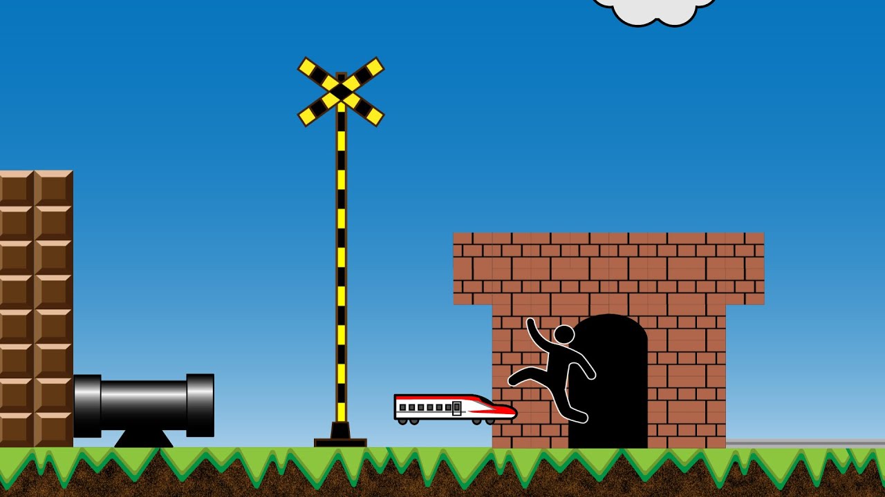 【踏切アニメ】ふみきりゲーム！？World1-1☆Railroad crossing☆pictogram☆Super Mario☆