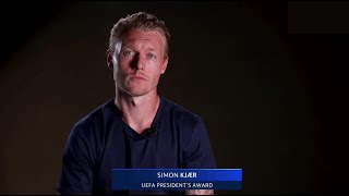 Simon Kjær Receives UEFA President's Award For His Support To Christian Eriksen