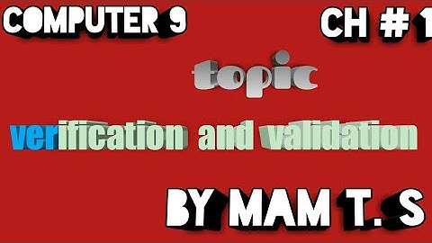 verification and validation | 9 class  new book chapter 1