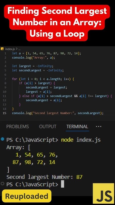 #3 (Method 1): Find the Second Largest Number in JavaScript! 🚀 - YouTube