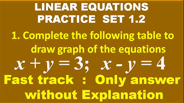Fast track, Only answer, Complete the table to draw graph of the equations x + y = 3  and  x - y = 4