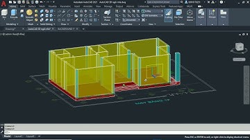 Hướng dẫn vẽ AutoCAD 3D Ngôi Nhà   Bài 2  Vẽ tường và đục lỗ cửa tầng 1 trong CAD 3D