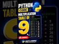 Python Code for Table of '9'.