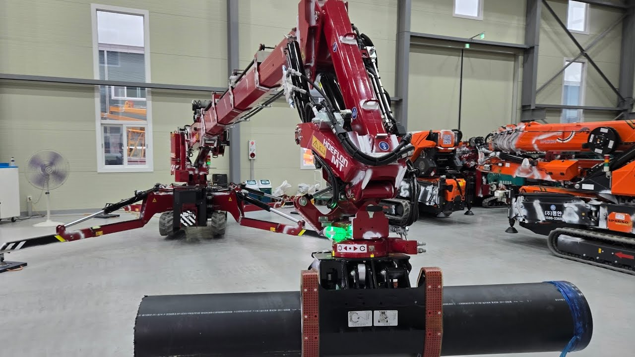 유압식집게 거미크레인 C10e + mc1200  H빔 수식설치작업