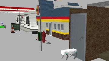 Quadruped robot simulation in city environment