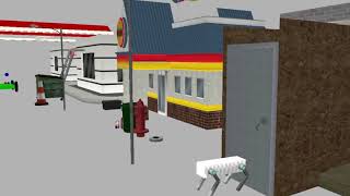 Quadruped robot simulation in city environment