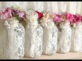 Pinkyjubb lace and burlap mason jar vases tea candles