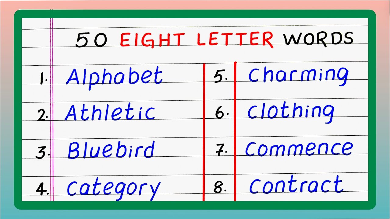 50 Eight Letter Words | Eight Letter Words in English | Updated Video ...