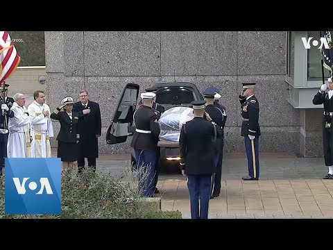 Bush Arrives at Presidential Library for Burial