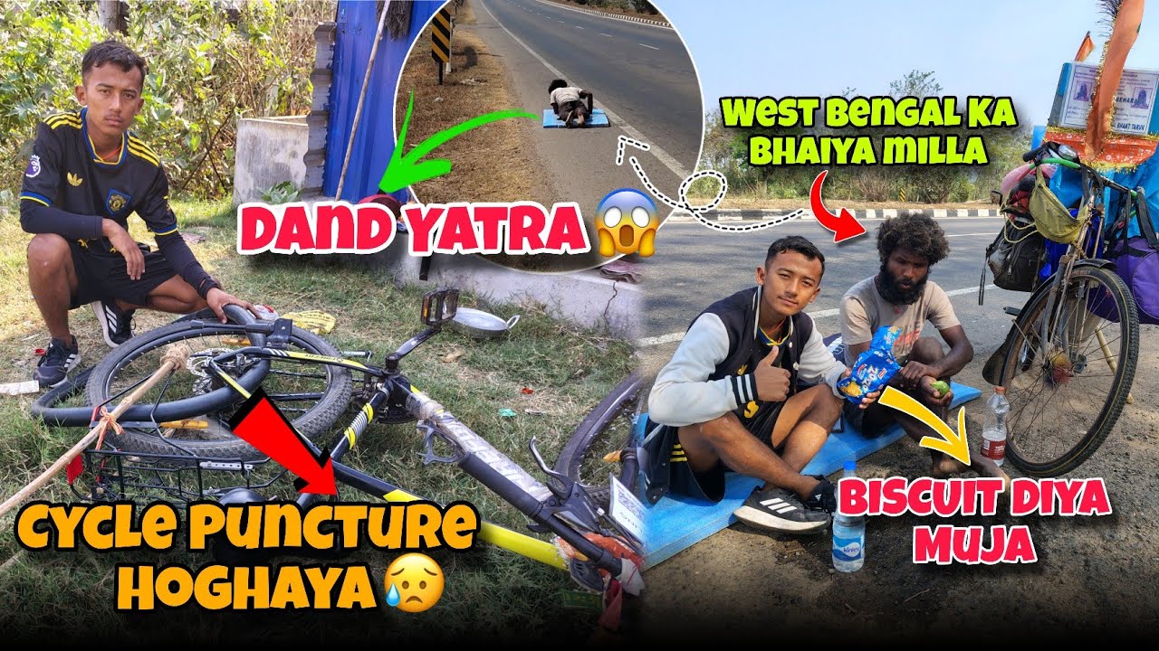 Aaj Ka Din Bahut Mushkil Tha😓 | Bhookha, Cycle Puncture | Andhra Pradesh Day 2 | 12Jyotirling 🚴Yatra