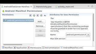 "android.permission.INTERNET" of my Android Chat Server example screenshot 3