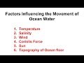 Factors Affecting the Movement of Ocean Water - Geography UPSC IAS