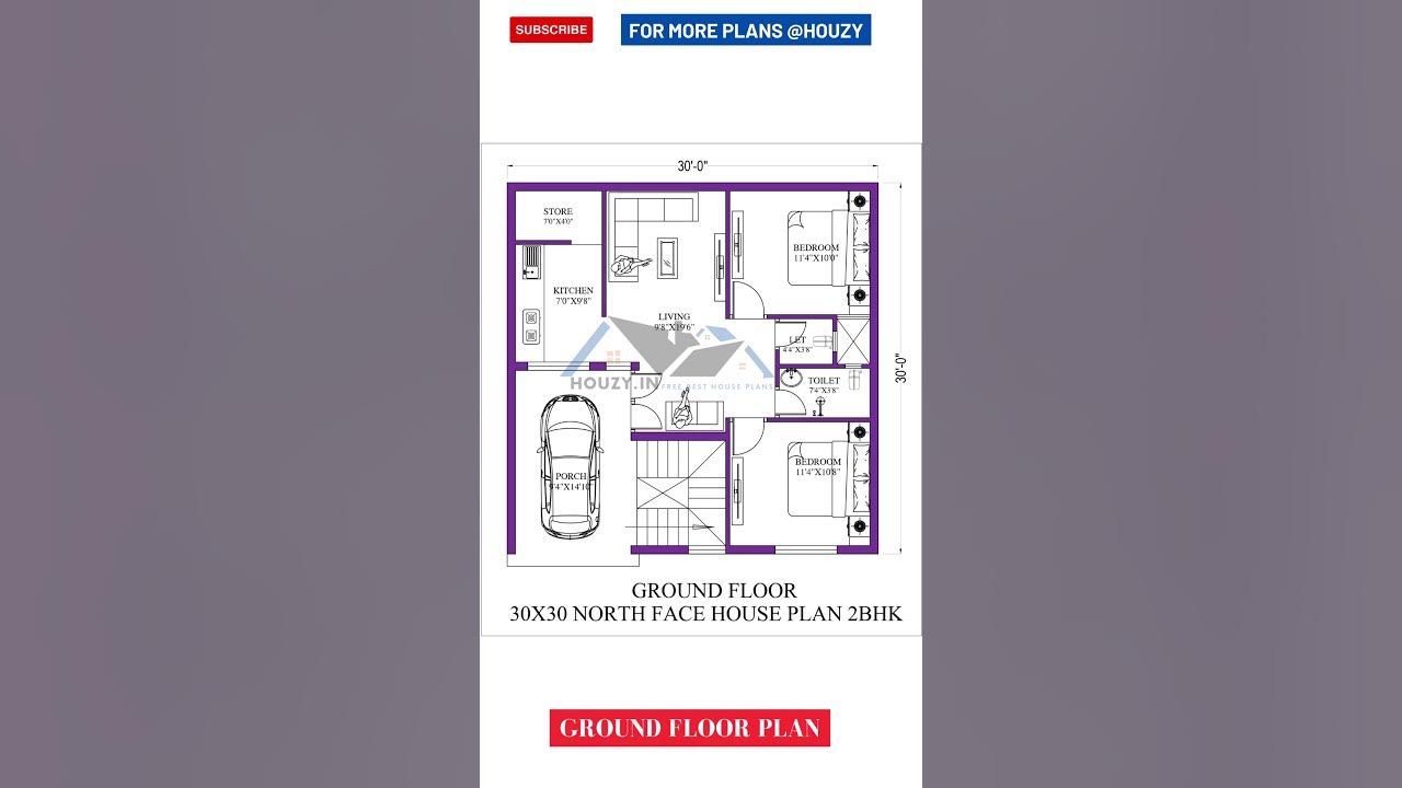 vastu-north-facing-30x30-house-plan-2bhk-houzy-housedesign-house