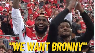 Lebron James with Bronny  at the Ohio State and Notre Dame game