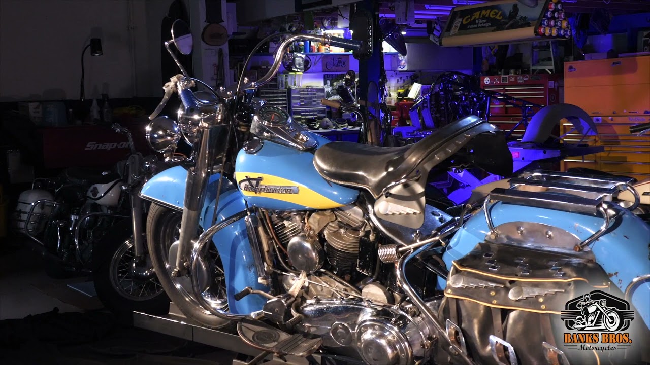 1956 Panhead. Atomic Blue & Champion Yellow - YouTube