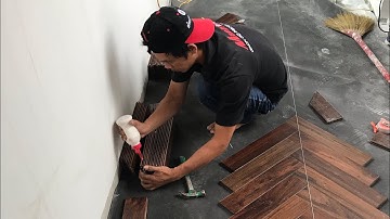 Thi công sàn gỗ tự nhiên Chiu Liu lót Xương Cá