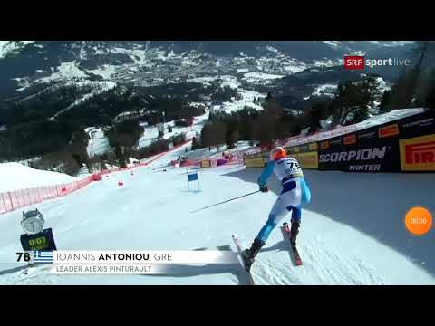 Ioannis Antoniou is on the last place with 10,54 seconds by the Giant Slalom in Cortina d'Ampezzo