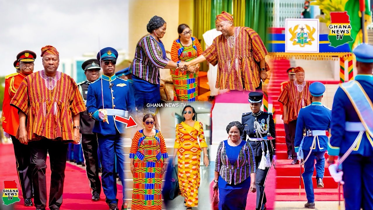 Prz Mahama in FUGU &his Beautiful wife, Veep, Kuffour in glamour arrive in Parliament for SONA 2026