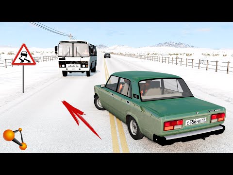 ЛЕТНЯЯ РЕЗИНА В ГОЛОЛЕД! НЕ УСПЕЛ ПОМЕНЯТЬ КОЛЕСА | BeamNG.drive