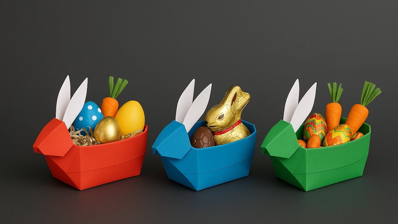 Origami Easter Bunny Box / Basket How to fold YouTube