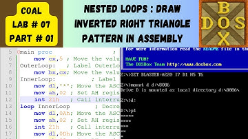 COAL Lab 07 Part 01 | Printing Inverted  Right Triangle in Assembly Language | Patterns in Assembly
