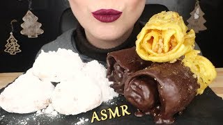 ASMR: GREEK TRADITIONAL CHRISTMAS SWEETS (KOURABIEDES + DIPLES) | Eating Sounds | No Talking