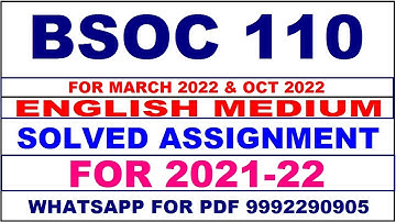 BSOC 110 Solved Assignment 2021-22 in ENGLISH Pdf  9992290905.