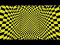 Trippy Psychedelic Yellow And Black 3D Checkerboard Distortion Room 4K DJ Visuals Loop Background