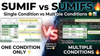 SUMIF vs SUMIFS in Excel | Single vs Multiple Conditions in Sums formulas Explains.#microsoftexcel